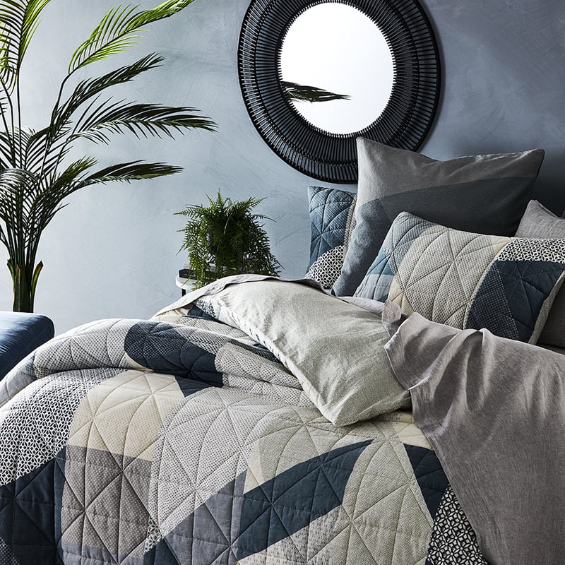 Helsinki Queen Blue Quilted Quilt Cover Separates