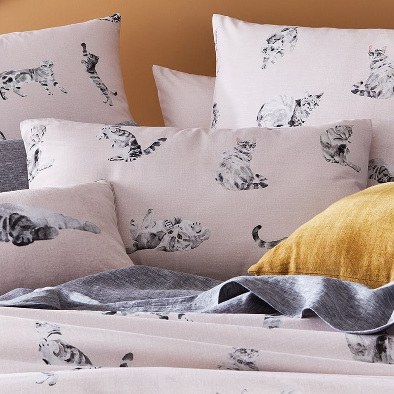 Tabby Cat Pink Quilt Cover Set  Separates