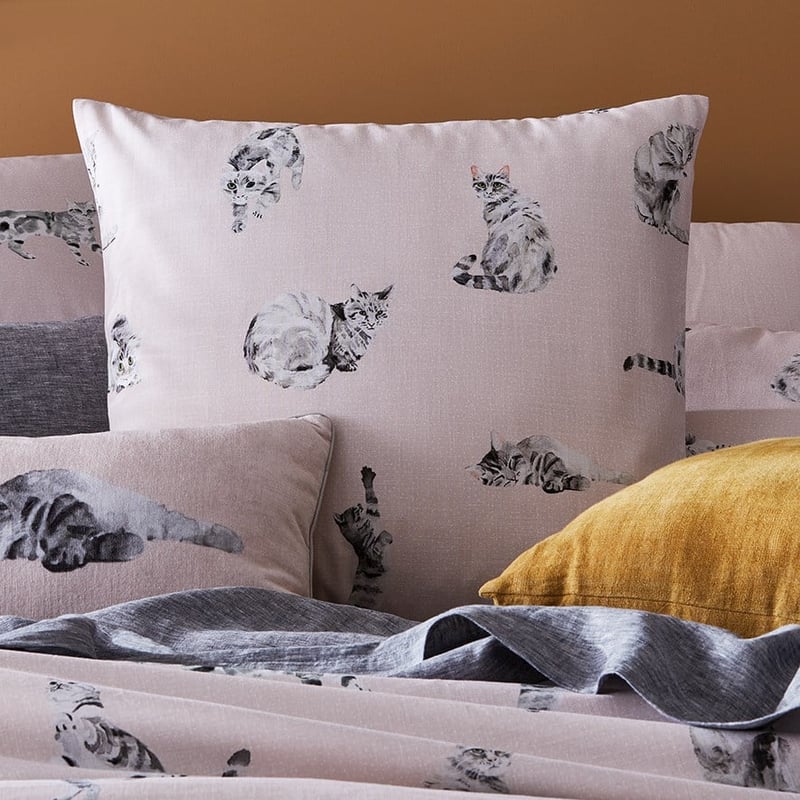 Tabby Cat Pink Quilt Cover Set  Separates