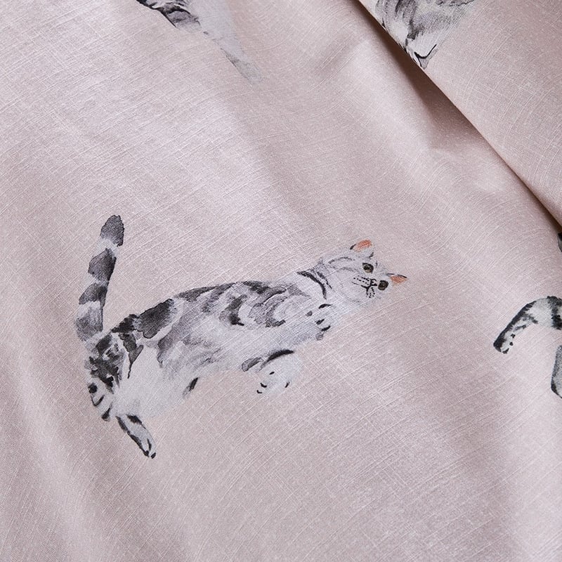 Tabby Cat Pink Quilt Cover Set  Separates