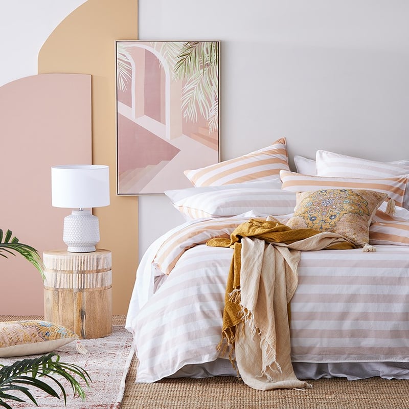 Stonewashed Block Stripe Peaches Quilt Cover Set + Separates