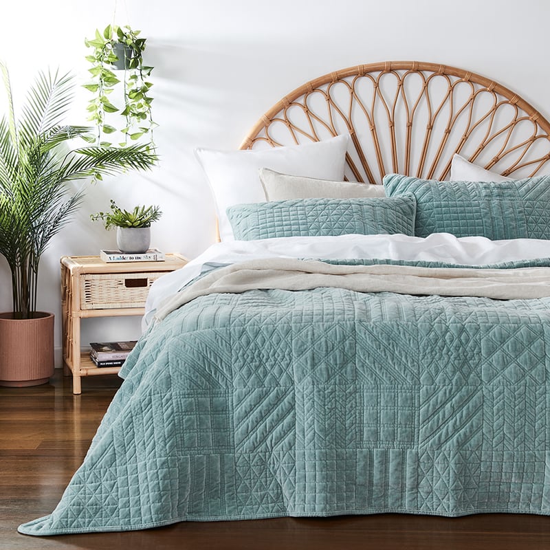 Connie Velvet Mint Quilted Coverlet Separates