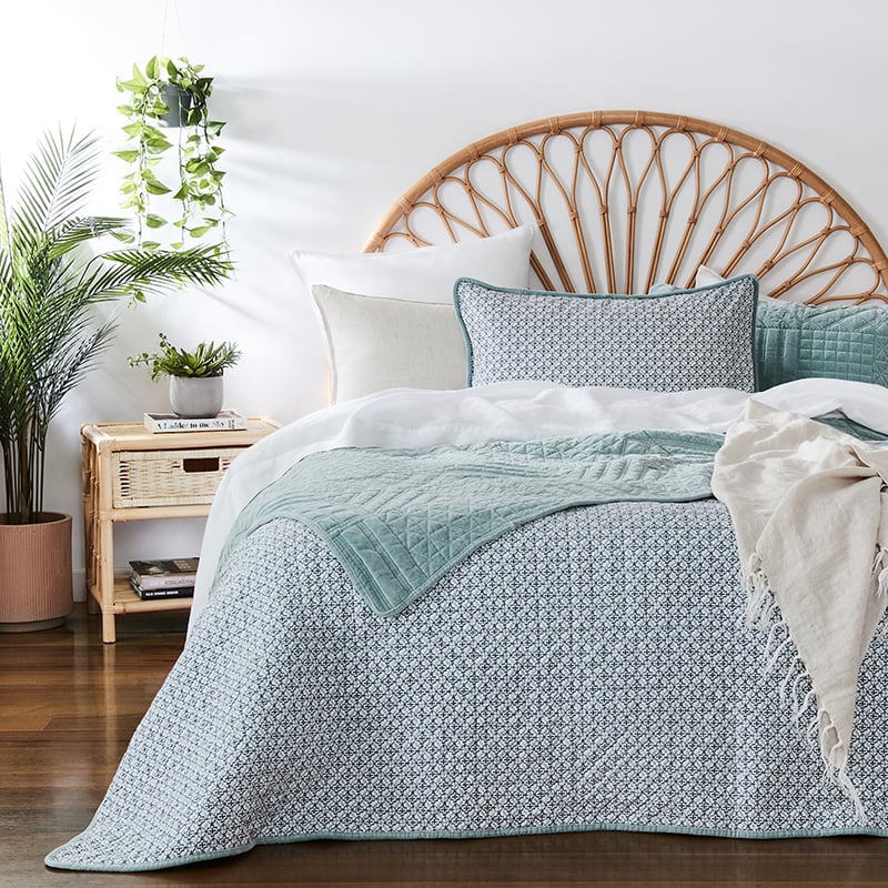 Connie Velvet Mint Quilted Coverlet Separates