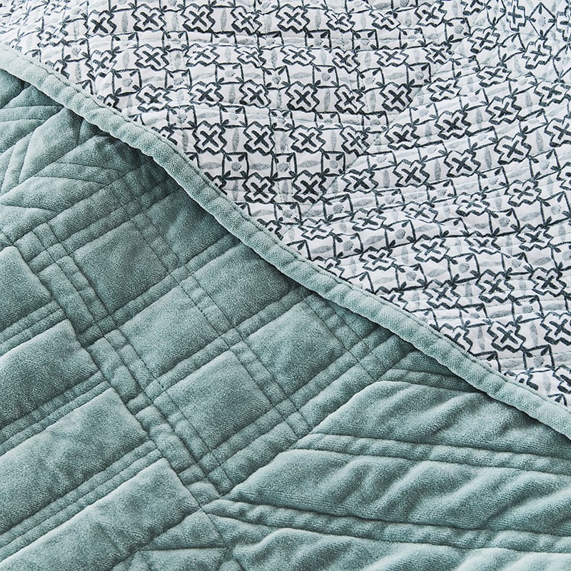 Connie Velvet Mint Quilted Coverlet Separates