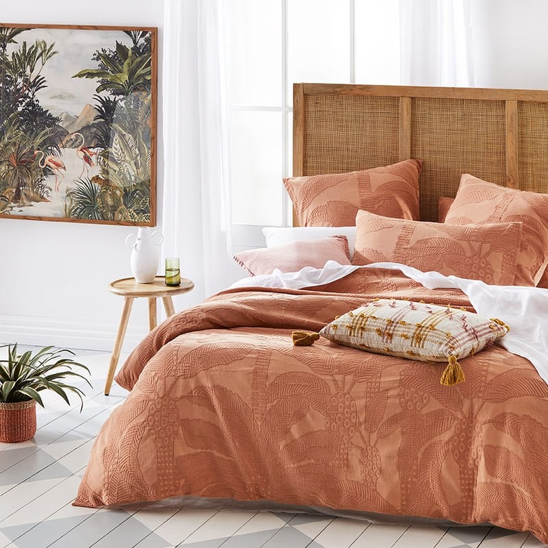 Jungle Palm Matelasse Soft Clay Quilt Cover Separates