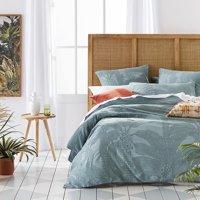 Jungle Palm Matelasse Soft Sage Quilt Cover Separates