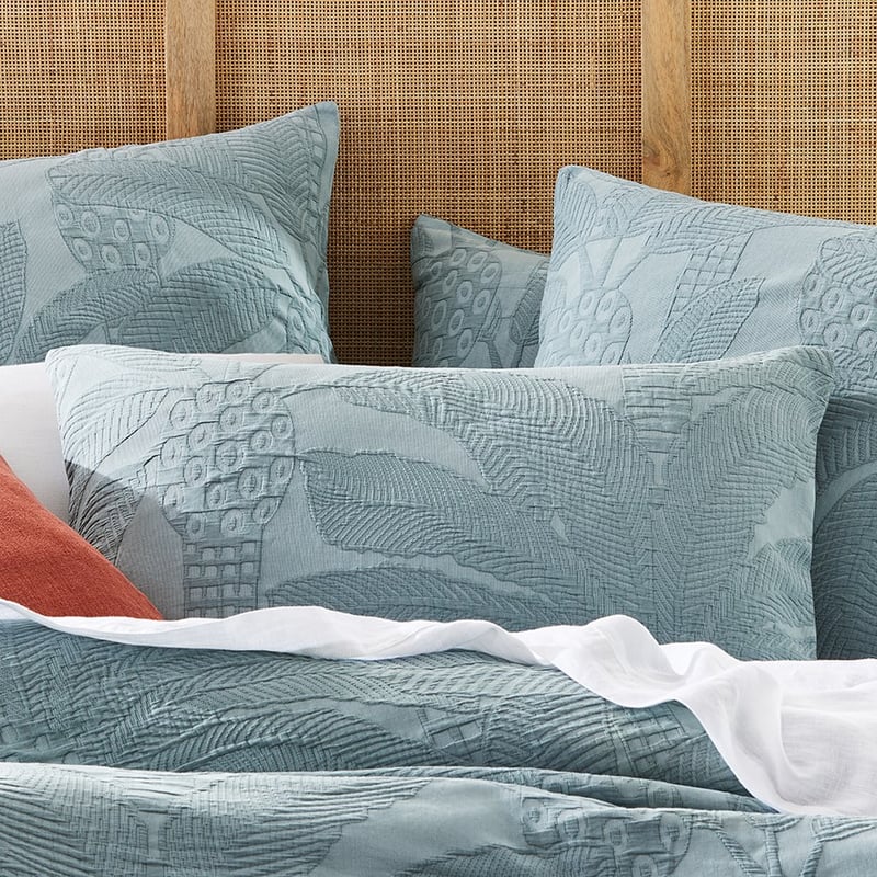 Jungle Palm Matelasse Soft Sage Quilt Cover Separates