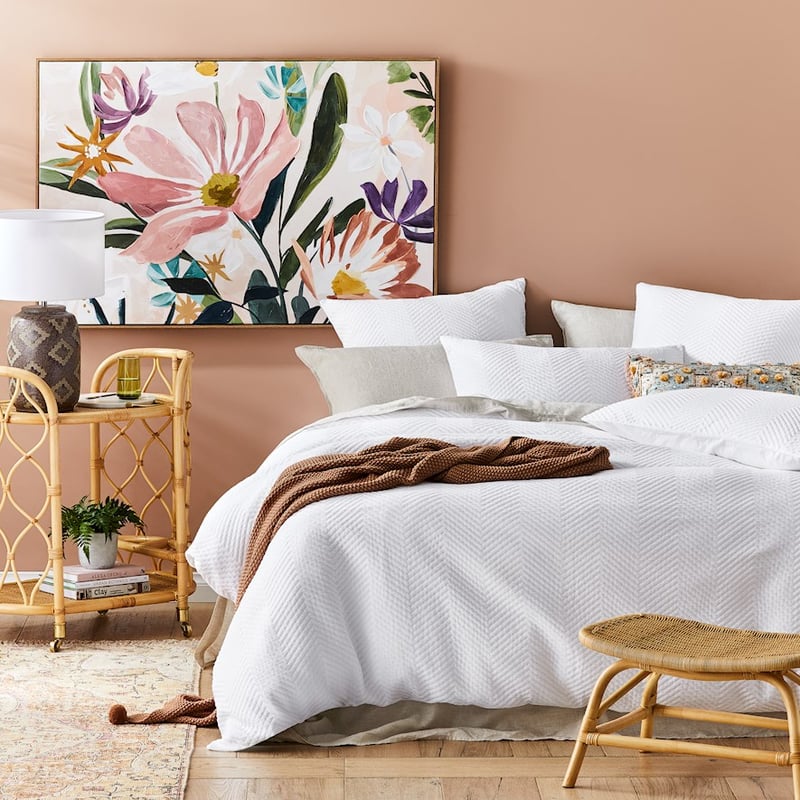 Chevron Matelasse White Quilt Cover + Pillowcases