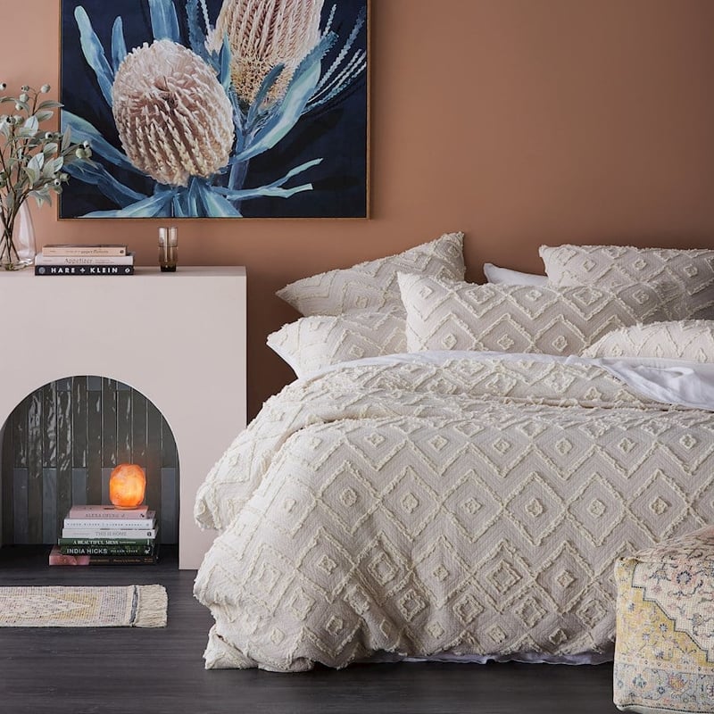 Caitlin Matelasse Misty Rose Quilt Cover + Pillowcases