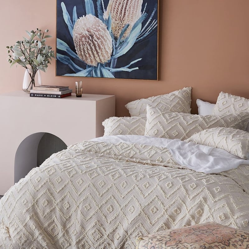 Caitlin Matelasse Misty Rose Quilt Cover + Pillowcases
