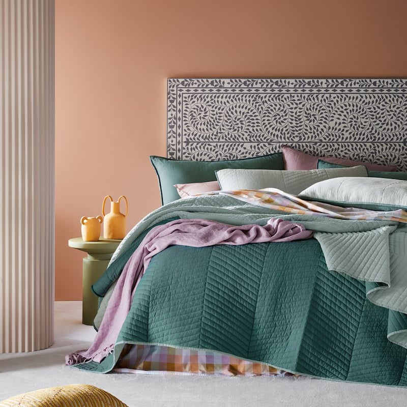 Roma Blue Mist Quilted Coverlet + Pillowcases