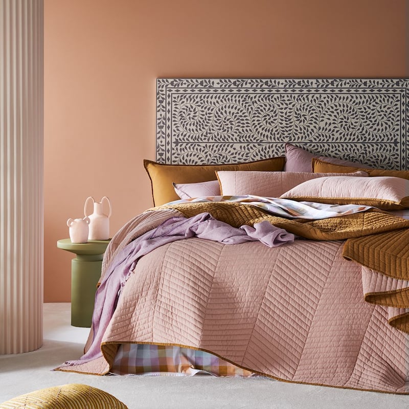 Roma Quilted Coverlet Queen/King Misty Rose Coverlet