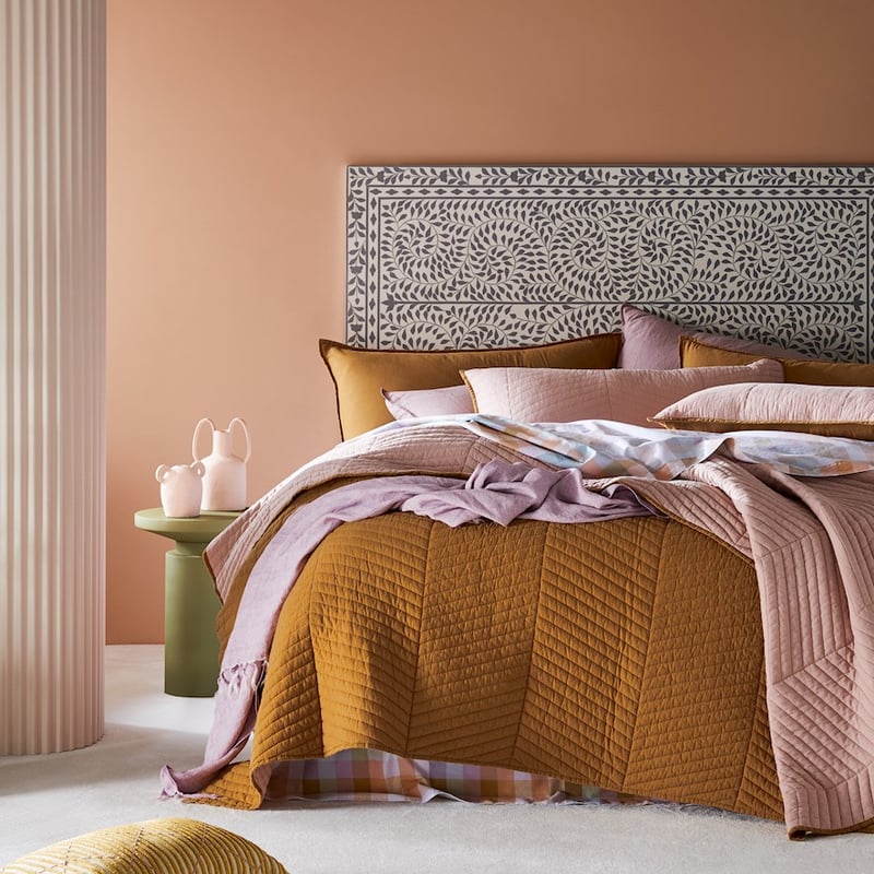 Roma Quilted Coverlet Queen/King Misty Rose Coverlet