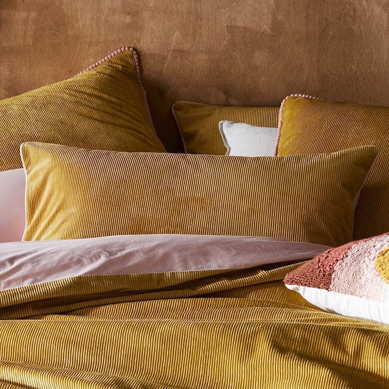 Piper Corduroy Mustard Quilt Cover + Pillowcases