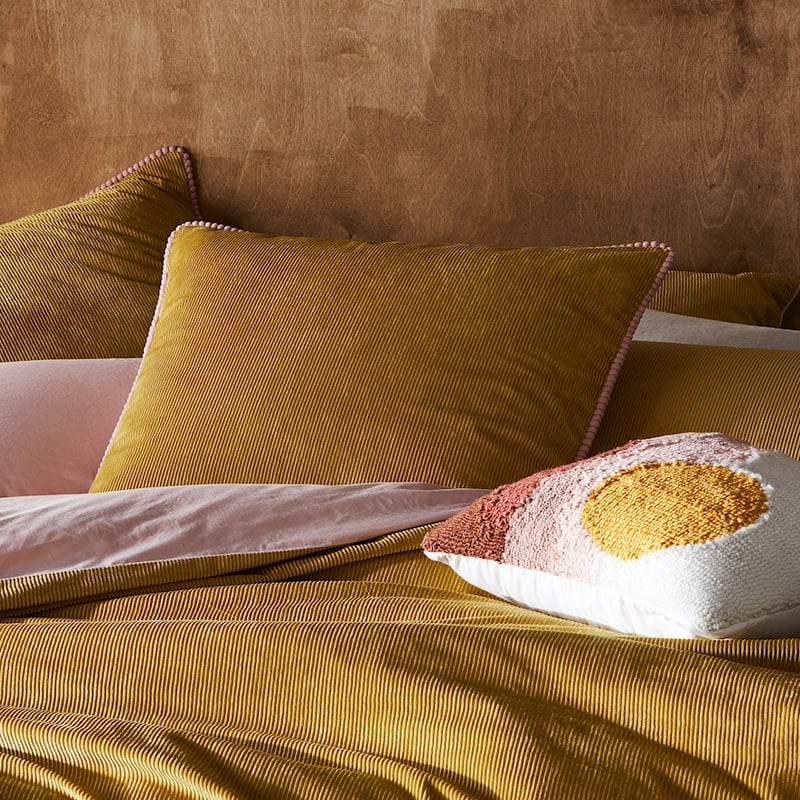 Piper Corduroy Mustard Quilt Cover + Pillowcases