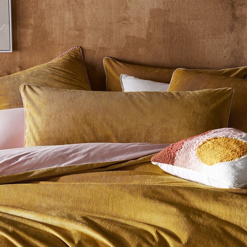 Piper Corduroy Mustard Quilt Cover + Pillowcases