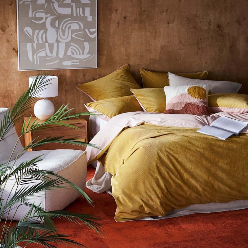 Piper Corduroy Mustard Quilt Cover + Pillowcases