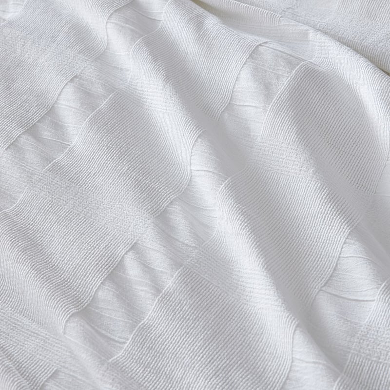 Chenille Check White Quilt Cover + Pillowcases