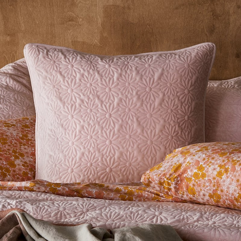 Evie Velvet Pink Quilted Quilt Cover + Pillowcases