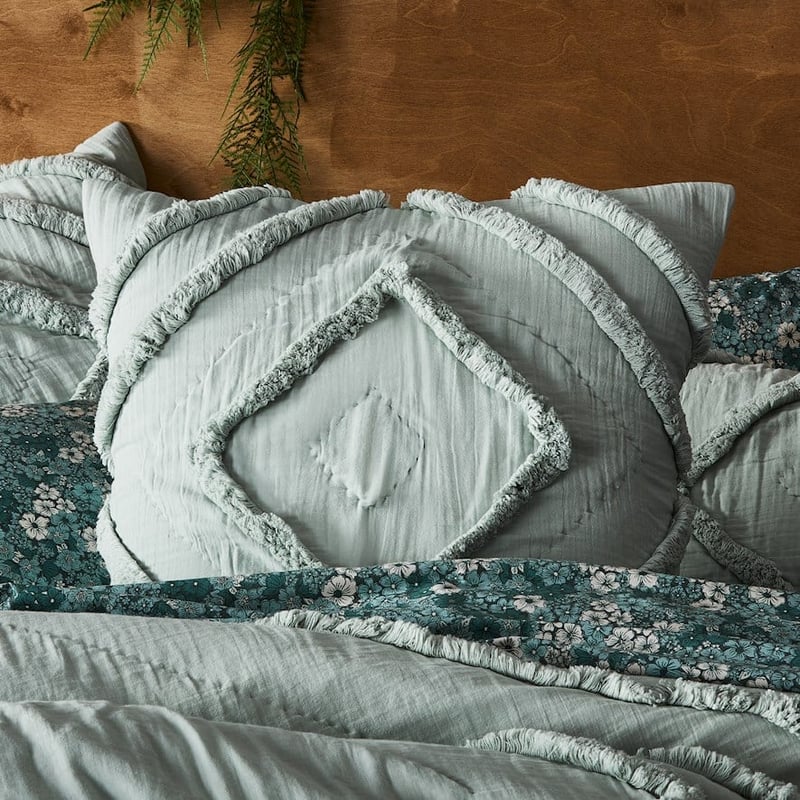 Mandalay Duck Egg Quilted Quilt Cover + Pillowcases