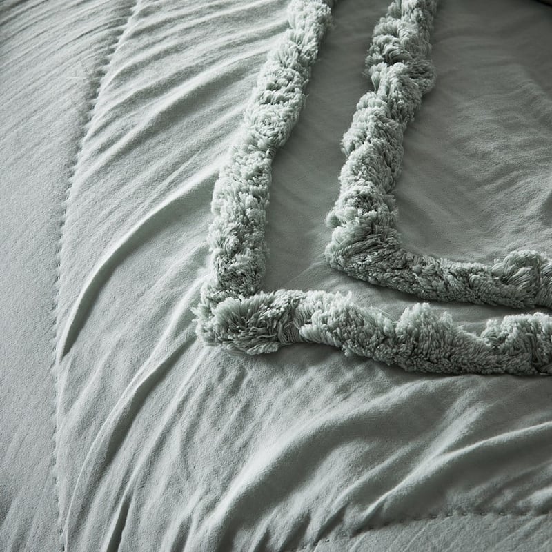 Mandalay Duck Egg Quilted Quilt Cover + Pillowcases