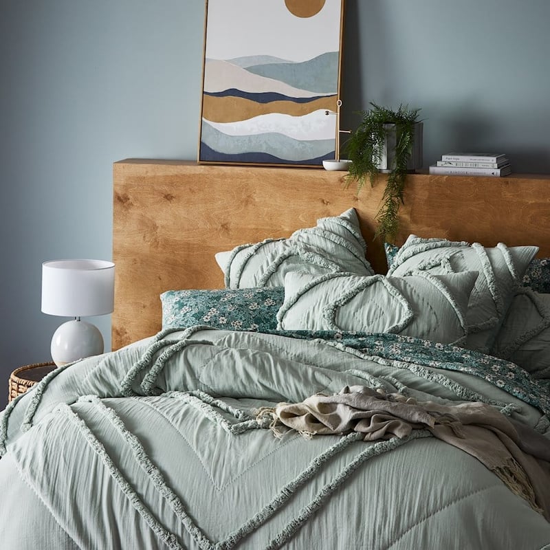 Mandalay Duck Egg Quilted Quilt Cover + Pillowcases