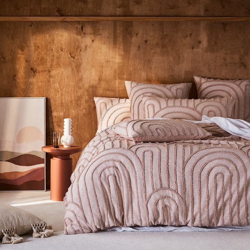 Archie Tufted Misty Rose Quilt Cover + Pillowcases