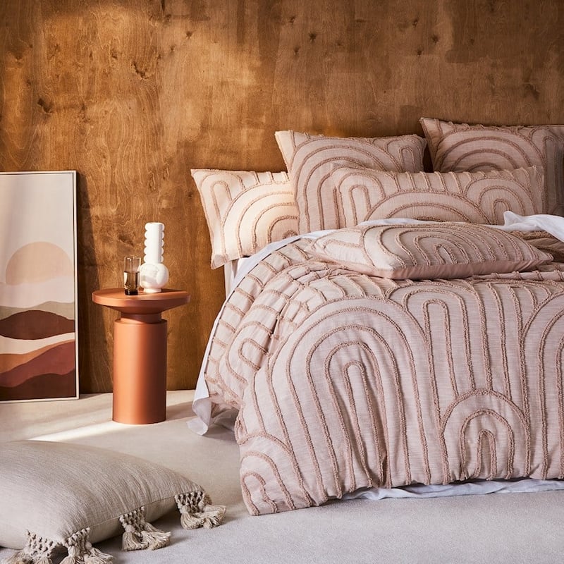 Archie Tufted Misty Rose Quilt Cover + Pillowcases
