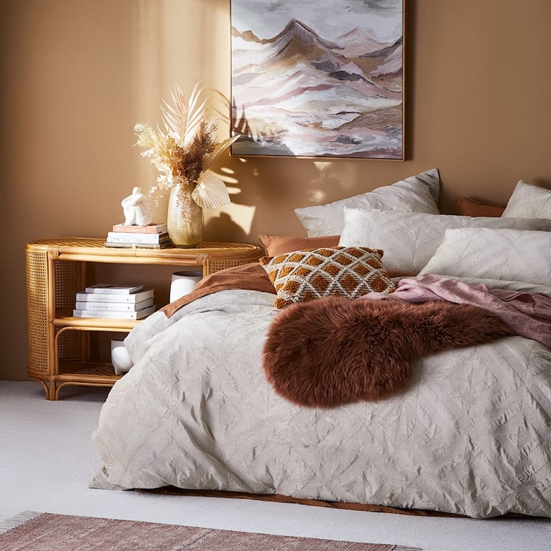 Electra Velvet Sand Quilted Quilt Cover + Pillowcases