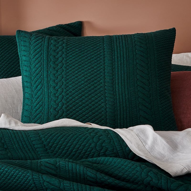 Cable Jersey Bottle Green Quilt Cover + Pillowcases