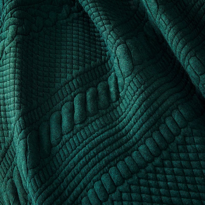 Cable Jersey Bottle Green Quilt Cover + Pillowcases