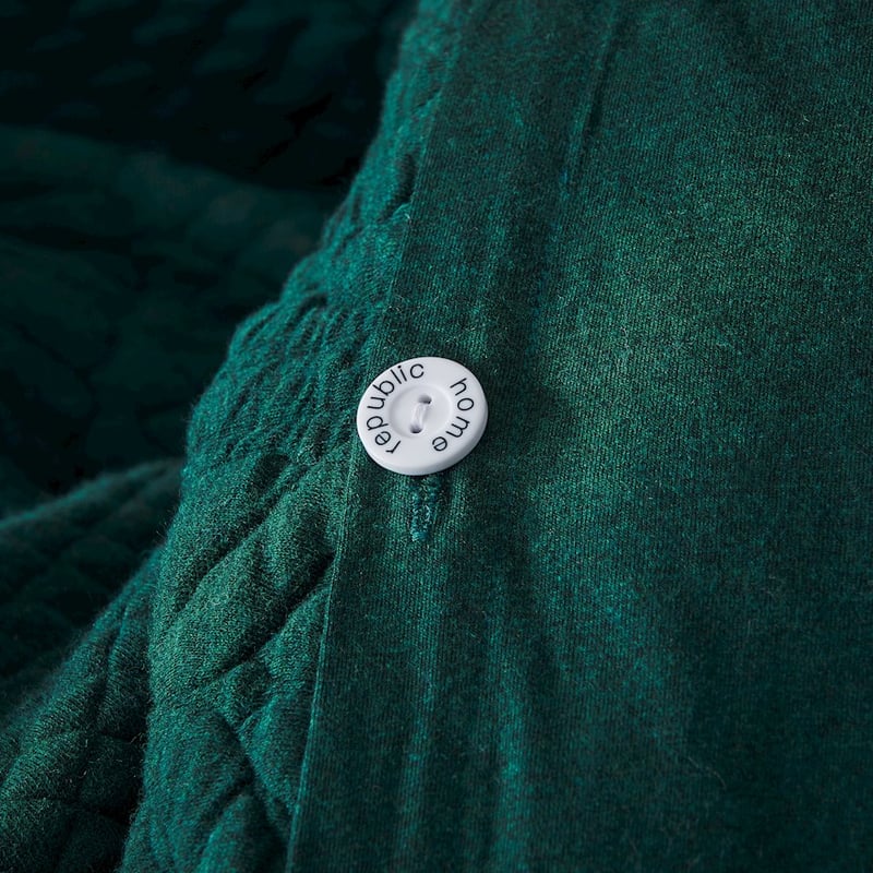Cable Jersey Bottle Green Quilt Cover + Pillowcases