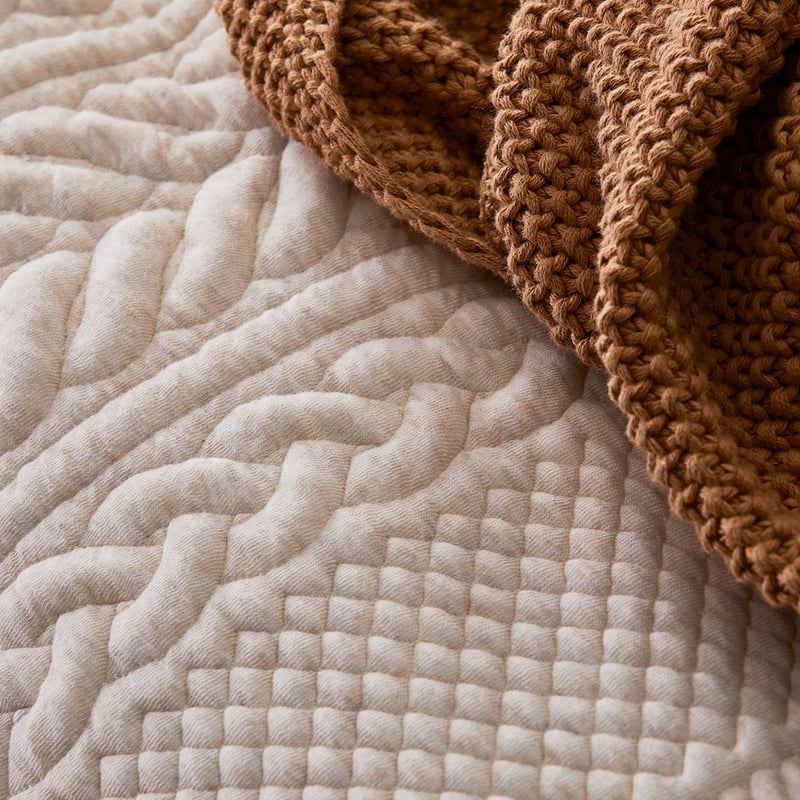 Cable Jersey Oatmeal Quilt Cover + Pillowcases