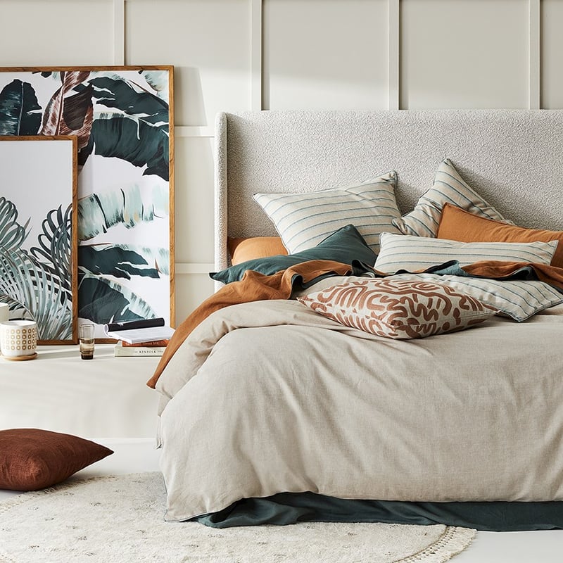 Vintage Washed Linen Cloud Blue Stripe Quilt Cover Set + Separates