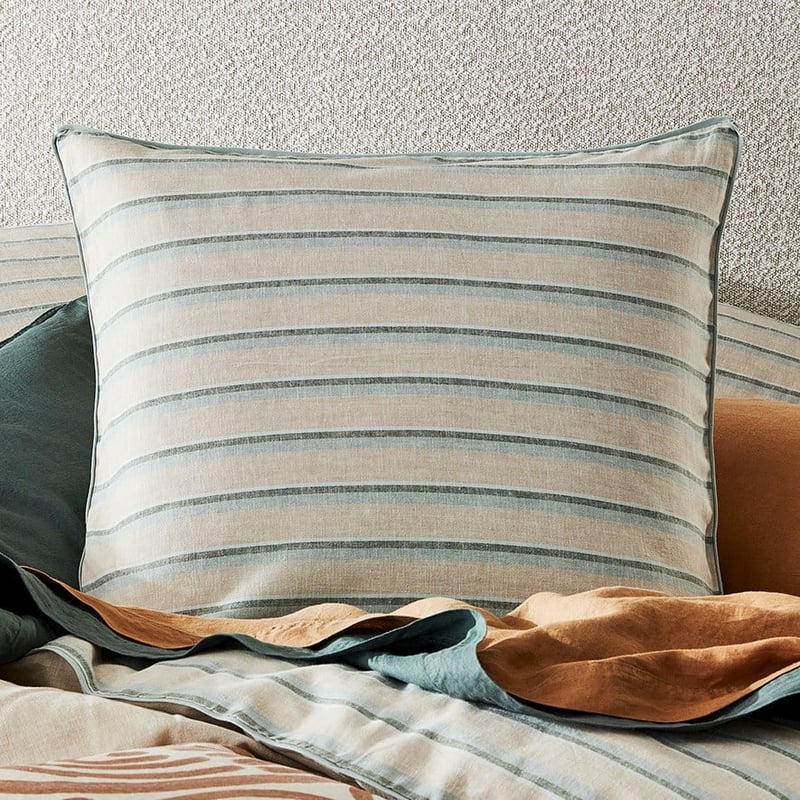 Vintage Washed Linen Cloud Blue Stripe Quilt Cover Set + Separates