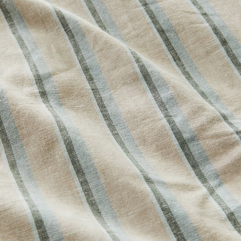 Vintage Washed Linen Cloud Blue Stripe Quilt Cover Set + Separates