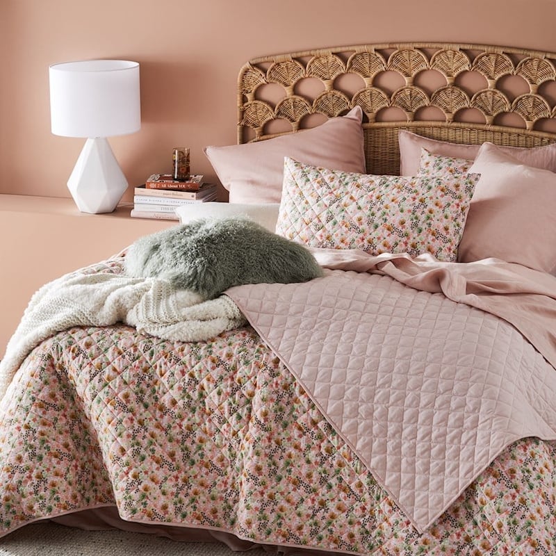 Pink Floral Coverlet Separates