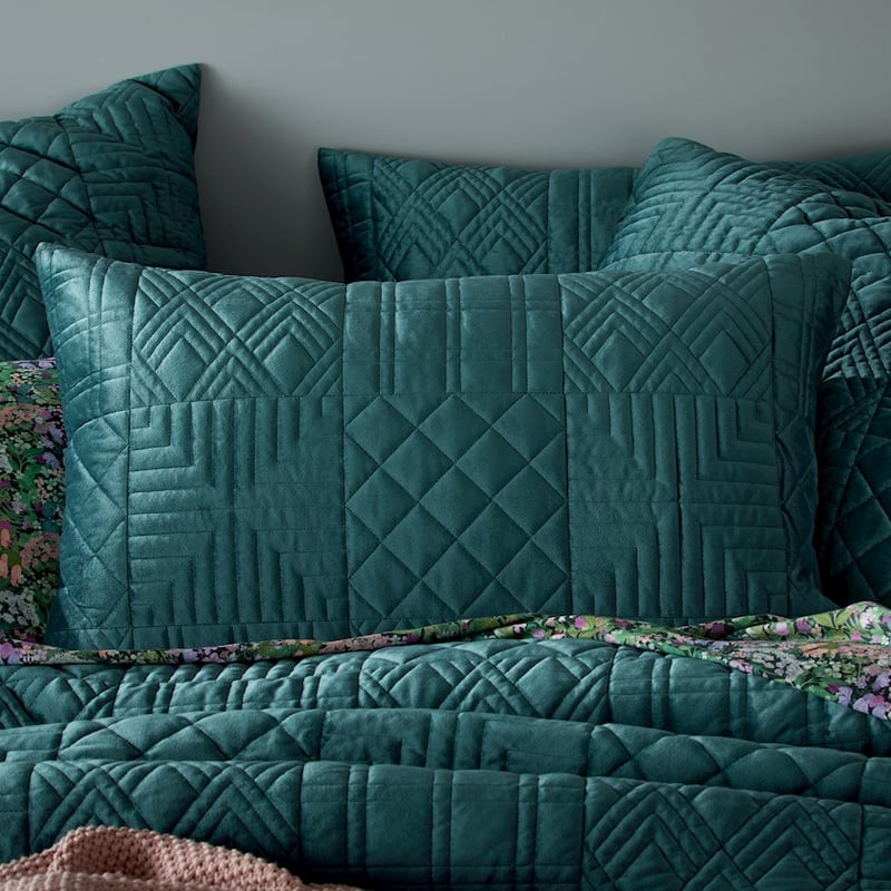 Florence Teal Velvet Quilted Quilt Cover Separates