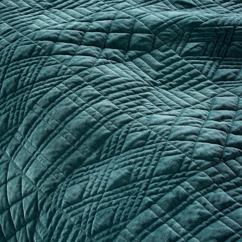 Florence Teal Velvet Quilted Quilt Cover Separates