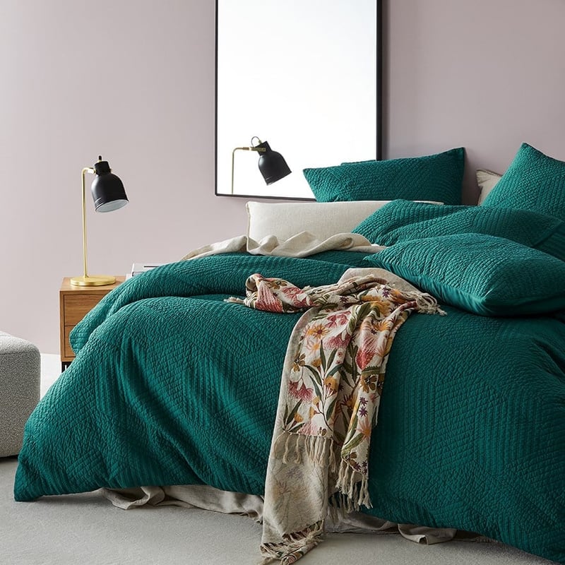 Kaito Bottle Green Quilted Quilt Cover Separates