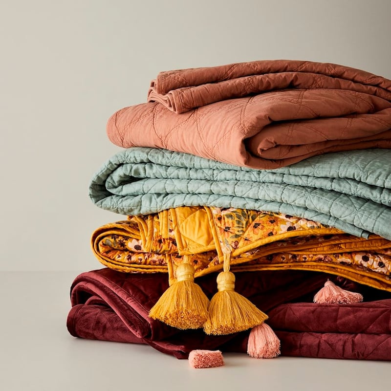 Stevie Velvet Burgundy Quilted Coverlet Separates