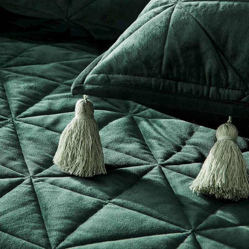 Stevie Velvet Emerald Quilted Coverlet Separates