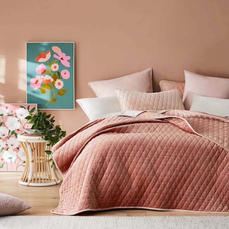Peggy Velvet Clay Quilted Coverlet Separates