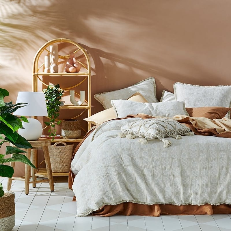Pineapple Jacquard Natural Quilt Cover Separates