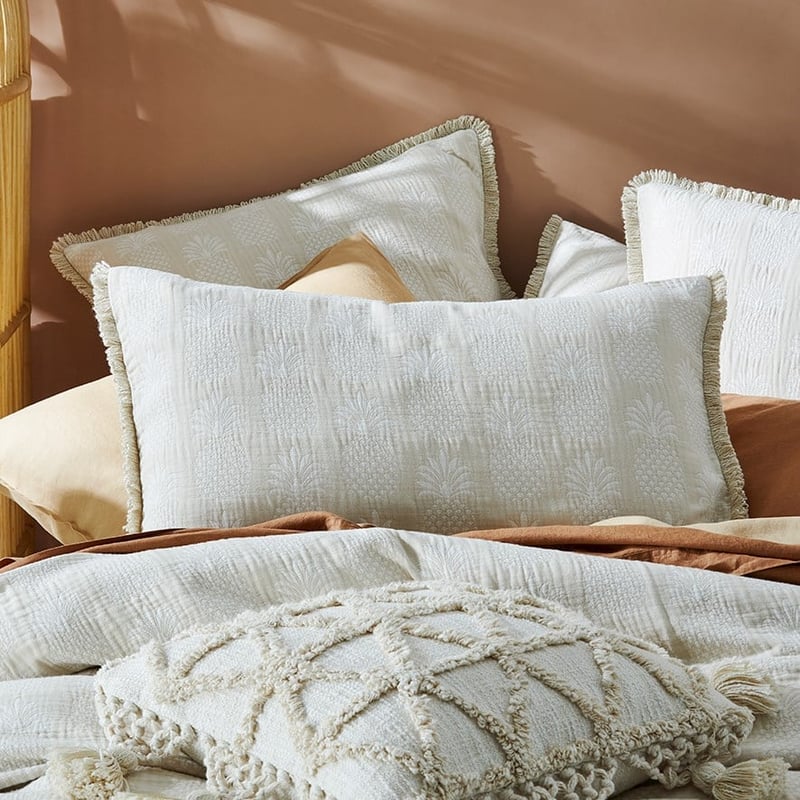 Pineapple Jacquard Natural Quilt Cover Separates