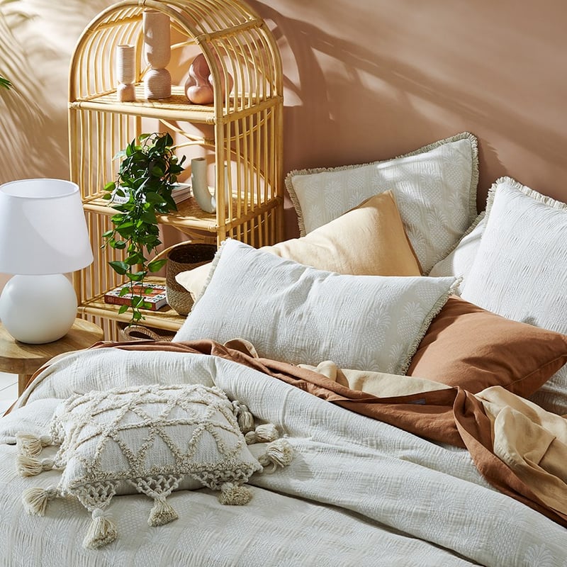 Pineapple Jacquard Natural Quilt Cover Separates