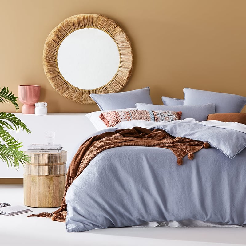 Vintage Washed Linen Blue Dust Quilt Cover Separates