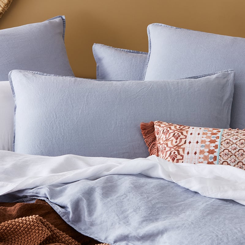 Vintage Washed Linen Blue Dust Quilt Cover Separates