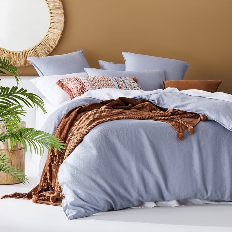 Vintage Washed Linen Blue Dust Quilt Cover Separates
