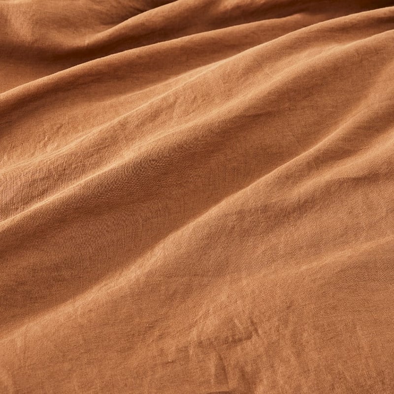 Vintage Washed Linen Caramel Quilt Cover Separates